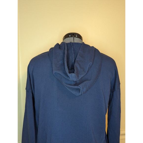 J. Crew University Terry Henley Navy Gold Button Hooded Sweatshirt Size S - Picture 7 of 9